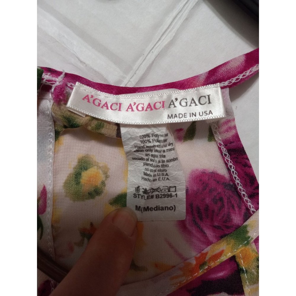A'GACI Medium Floral Sheer Colorful Romantic Casual Occasion Top - Picture 5 of 5
